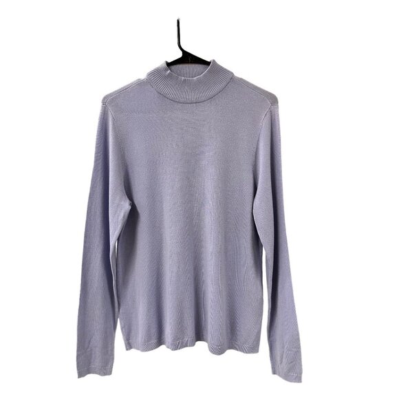 🍒 2/$20 🍒 Light Blue Chico's Mock Turtleneck Sweater sz L - Picture 1 of 7